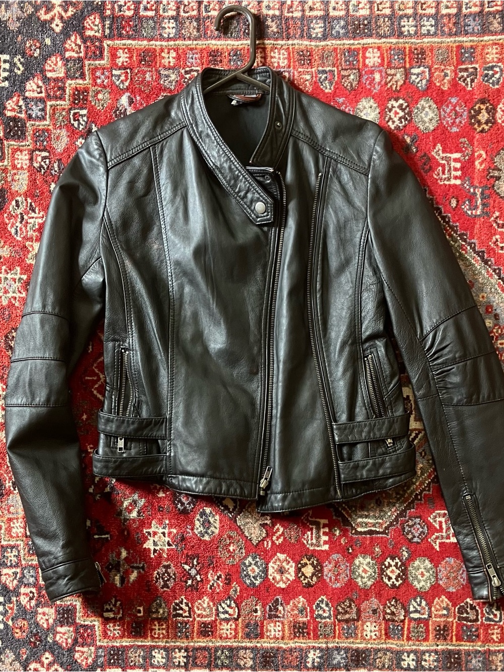 Black Leather Moto Jacket - Women